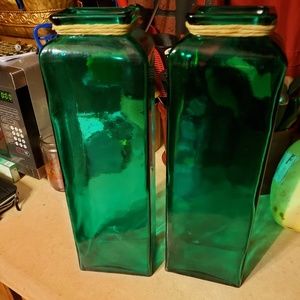 Heavy green vases